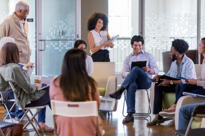 group of people discussing